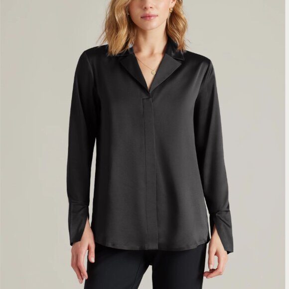 RHONE Tops - NWT Rhone The Party Blouse stretch satin shirt in black M